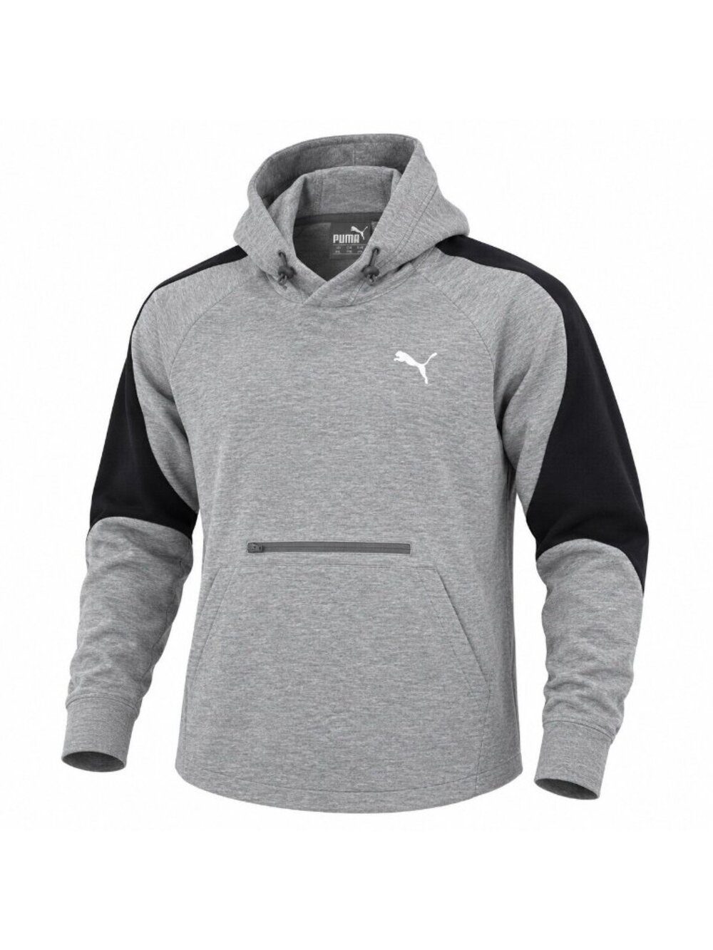 PUMA Mens XXL Performance Hoodie Gray Black Colorblock Pullover Keeps You Dry
